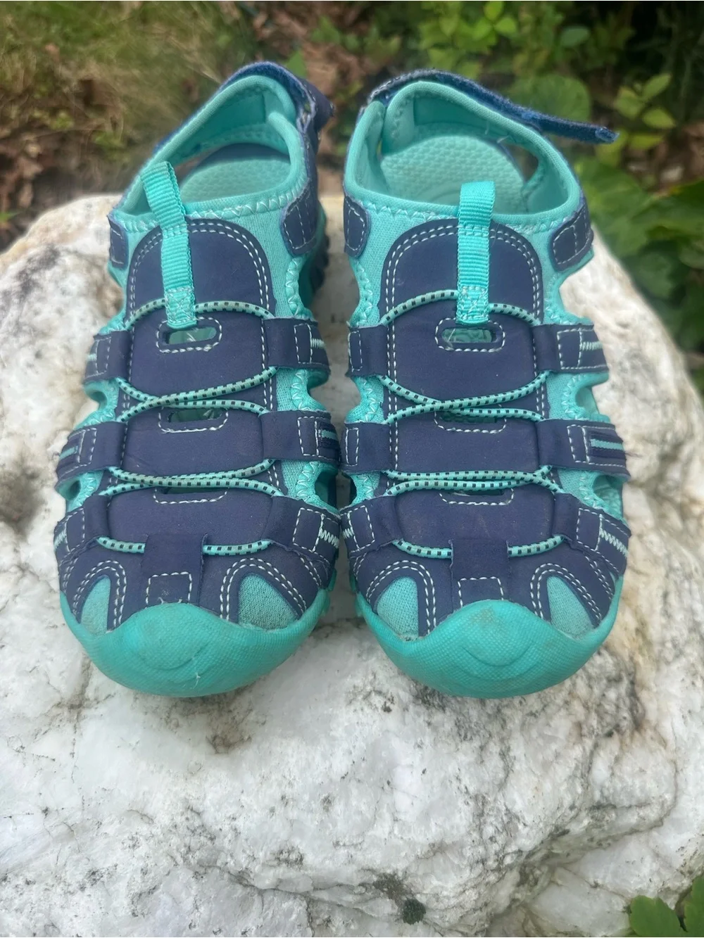Kids Navy and Teal Water Shoes with Protective Toe